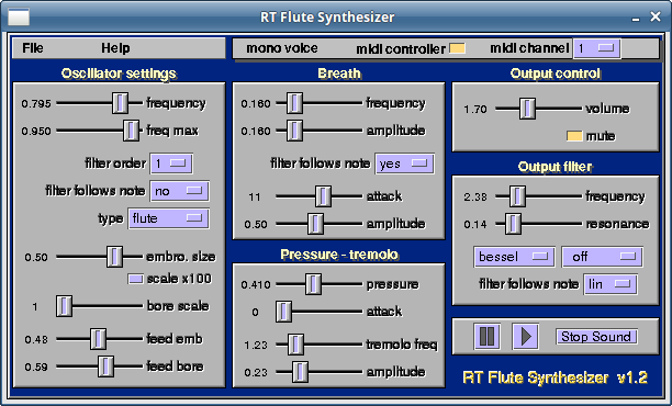 RTSynth, mono instrument parameter page